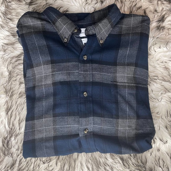 Saddlebred Blue and Gray Plaid Casual Button Down Shirt - Picture 11 of 11